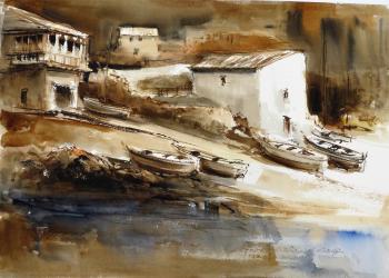 Barques al capvespre - Aquarel·la - 36x51 cm - 2007