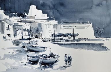 Sant Pol en blaus - Aquarel·la - 35x50 cm - 