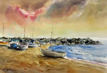 Espigó de Sant Pol de Mar - Aquarel·la - 36x50,5 cm - 2007