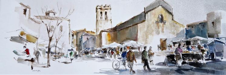 Prat de Sant Pere de Besalú - Aquarel·la - 35x100 cm - 2006